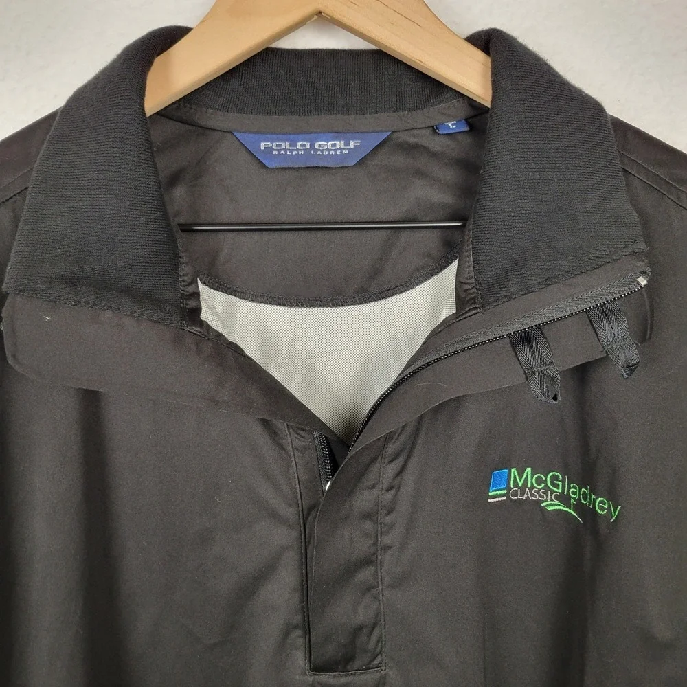 Polo Golf Ralph Lauren Pullover Jacket Men L Black McGladrey Classic Windbreaker